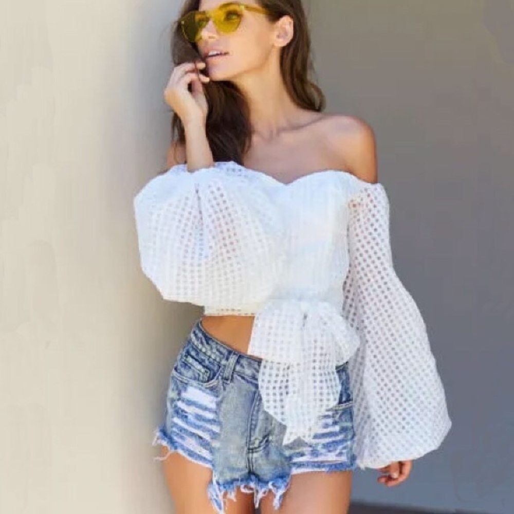 Lantern Sleeve Off Shoulder Top